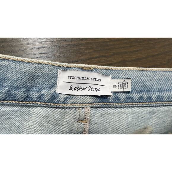 & Other Stories denim maxi long skirt front split‎ light wash 100%cotton US4 - Picture 6 of 7